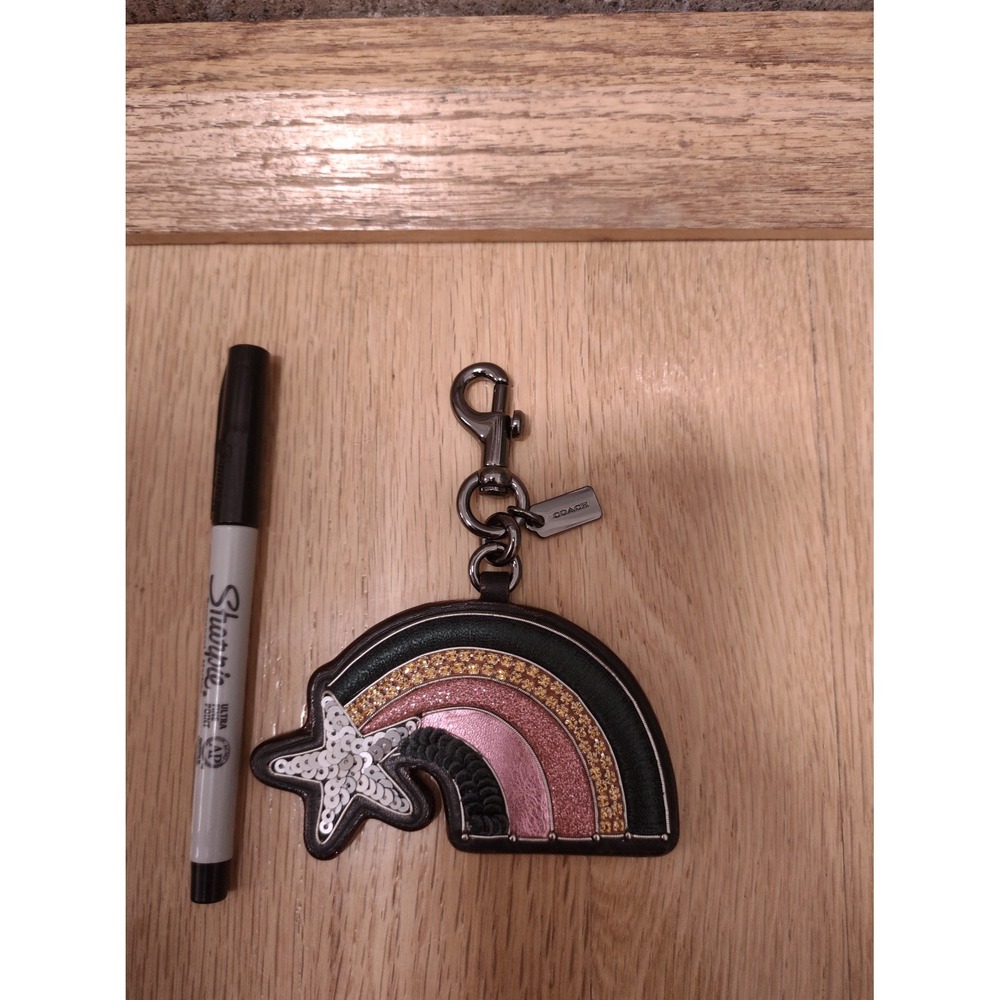 Coach NWOT Rainbow Bag Charm with Sequins, Glitter, and crystals